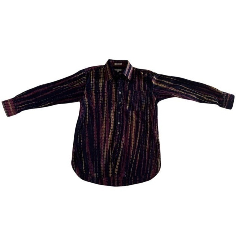 Engineered Garments Mens XXS Tie Dye Batik Button Down Shirt Made in USA Purple